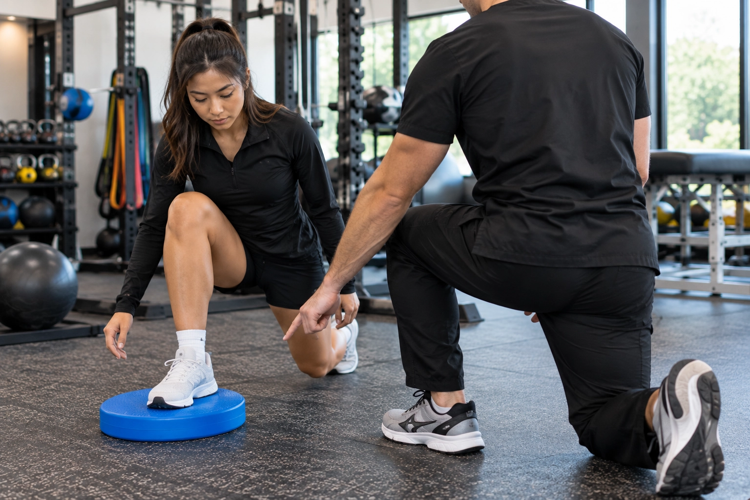 Dr. Job Krugly instructs a patient during a training session at Agape Health & Fitness. Dr. Job Krugly instructs a patient during a training session at Agape Health & Fitness.